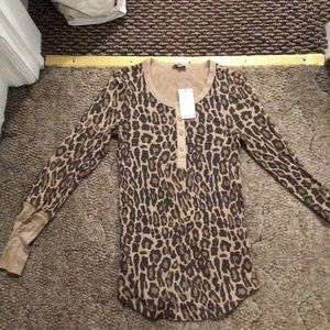Splendid xs Leopard long sleeve thermal top